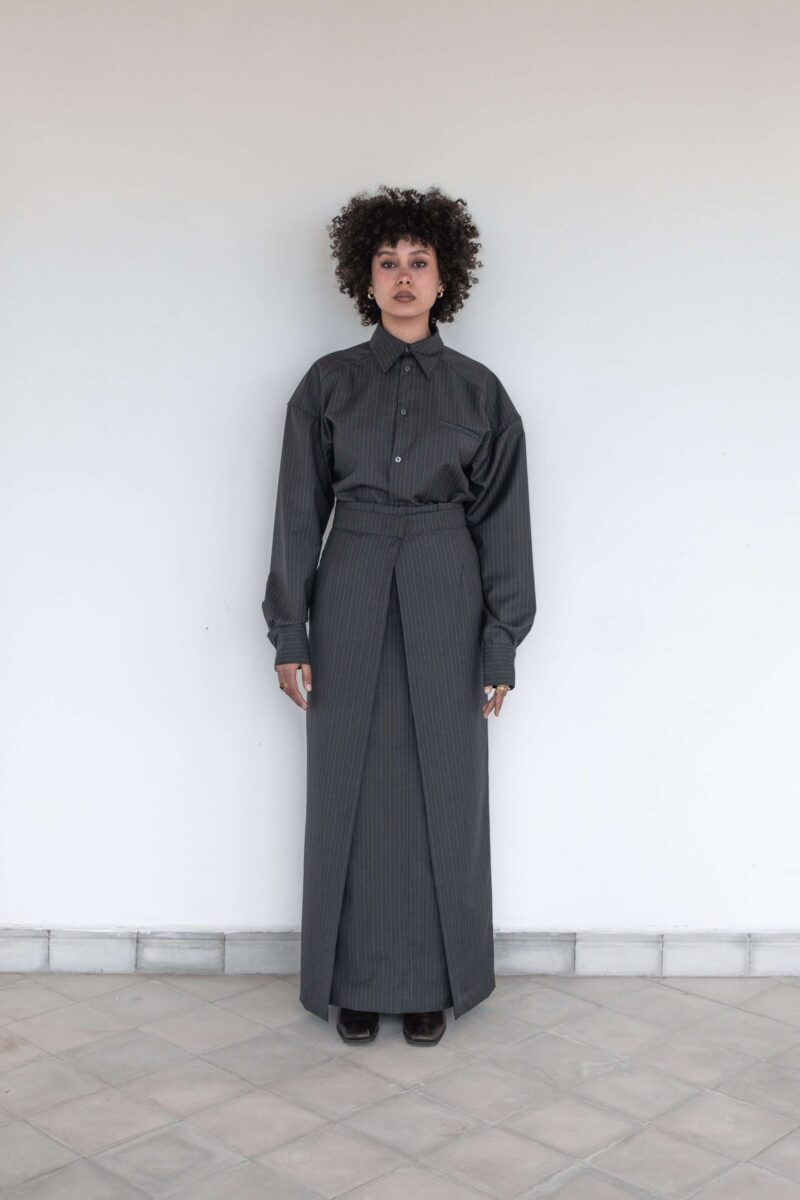 LIGHT WEIGHT GRAY WOOL 2 PIECES SKIRT - Image 2