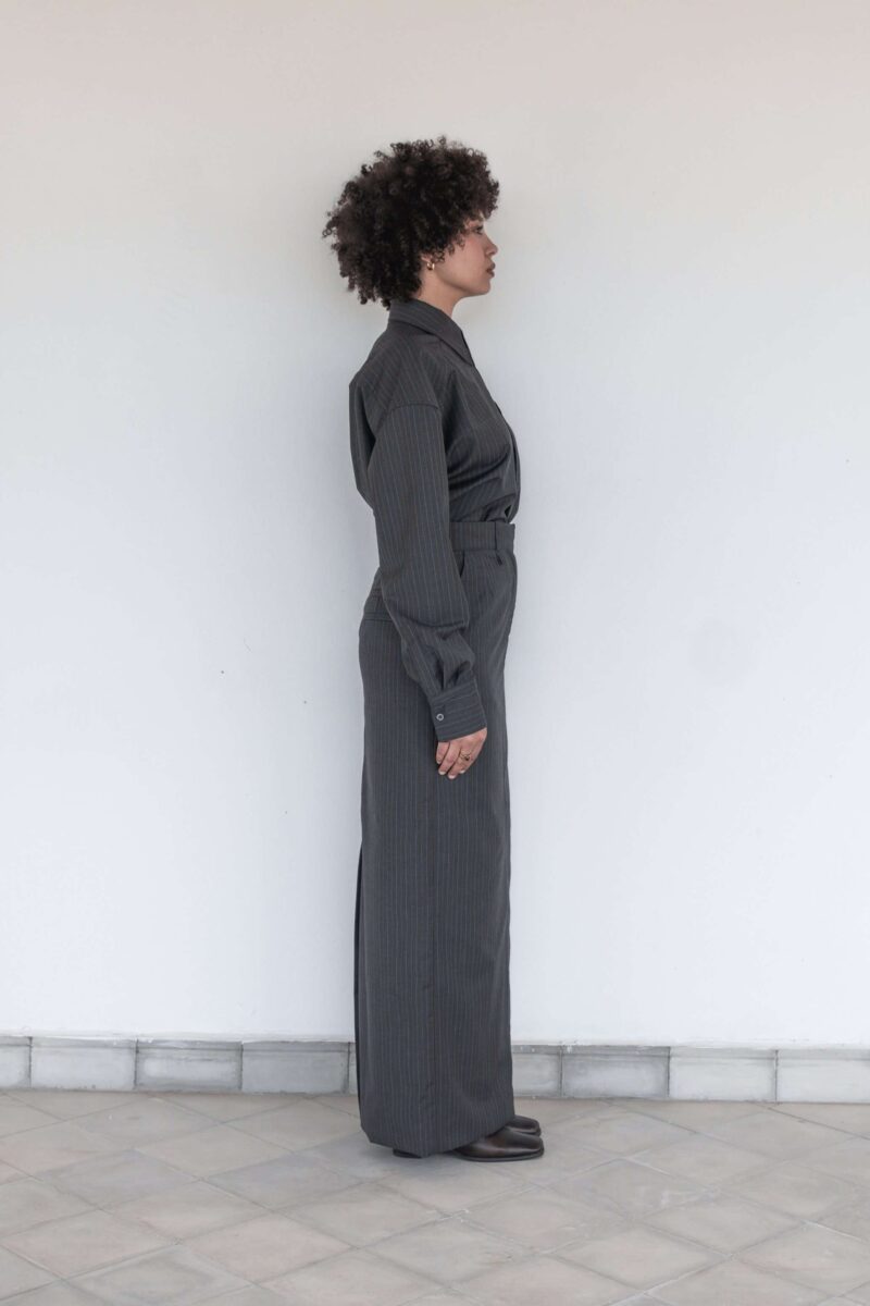 LIGHT WEIGHT GRAY WOOL 2 PIECES SKIRT - Image 6