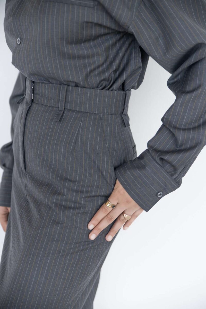 LIGHT WEIGHT GRAY WOOL 2 PIECES SKIRT - Image 8
